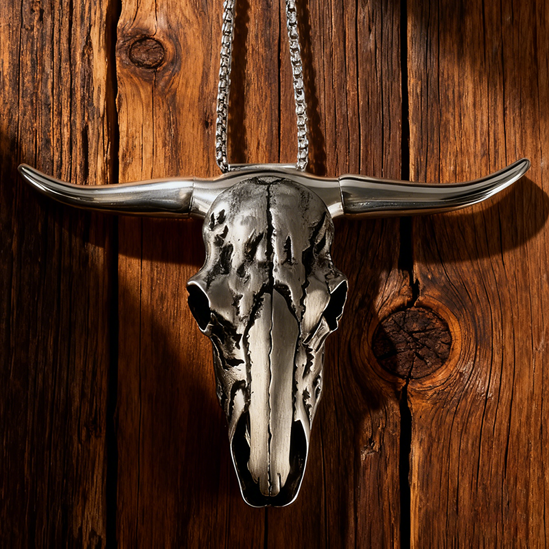 Western  Longhorn  Skull Necklace Buckle