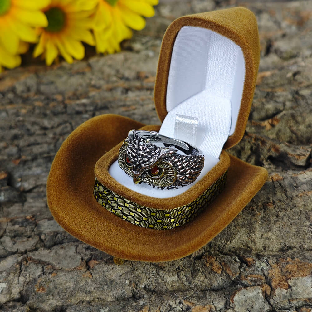 Western Adjustable Metal Owl Ring