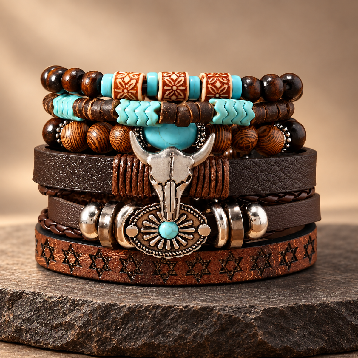 Western Turquoise-Color Bracelet Stack 🤠