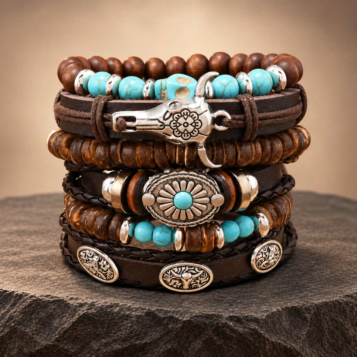 Western Turquoise-Color Bracelet Stack 🤠