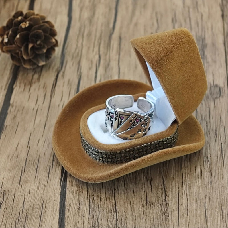Western Aces Ring with Royal Flush Design