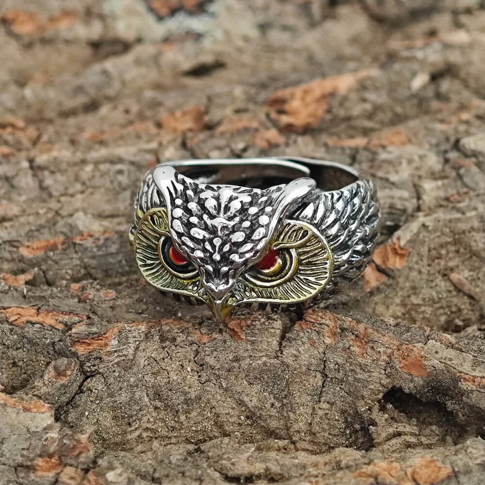 Western Adjustable Metal Owl Ring