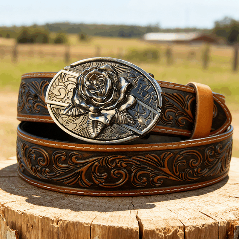 Western Brown Leather Belts
