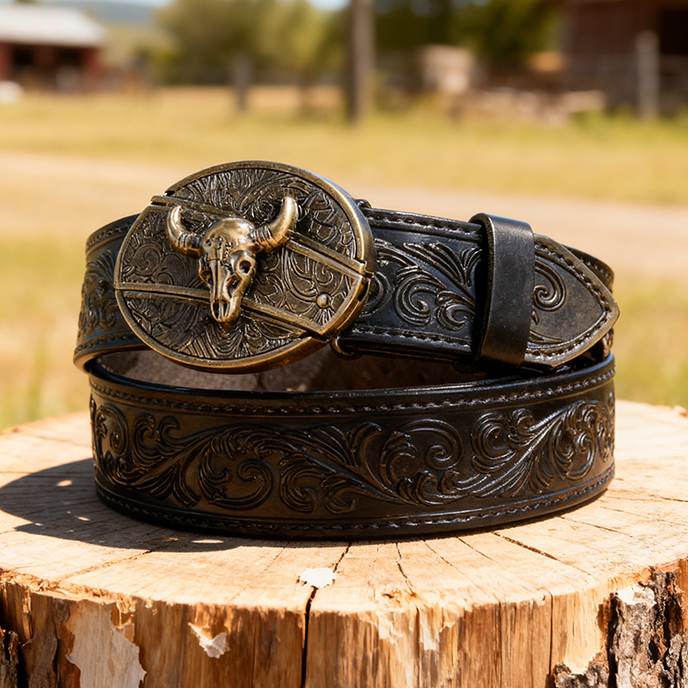 Western Black Leather Belts