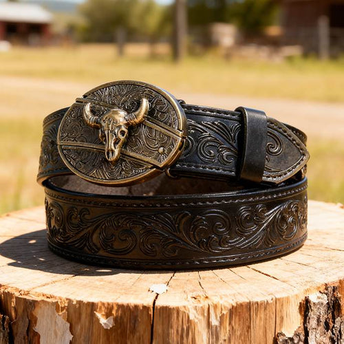 Western Black Leather Belts