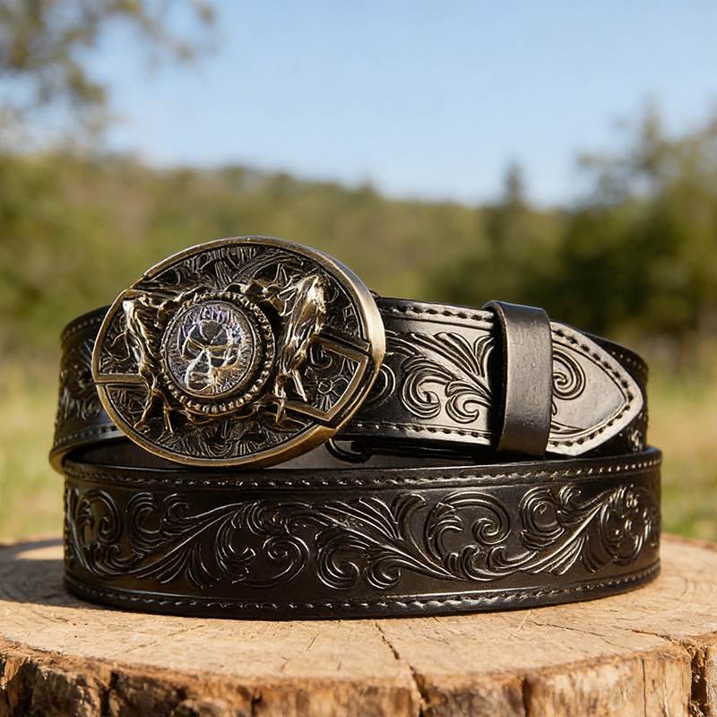 Western Black Leather Belts