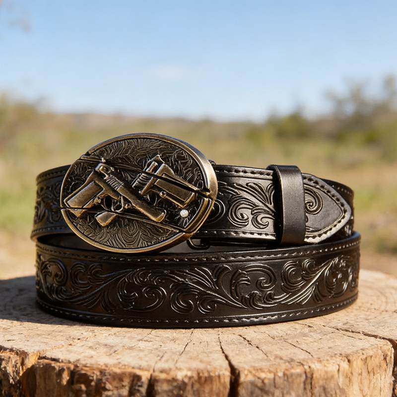 Western Black Leather Belts