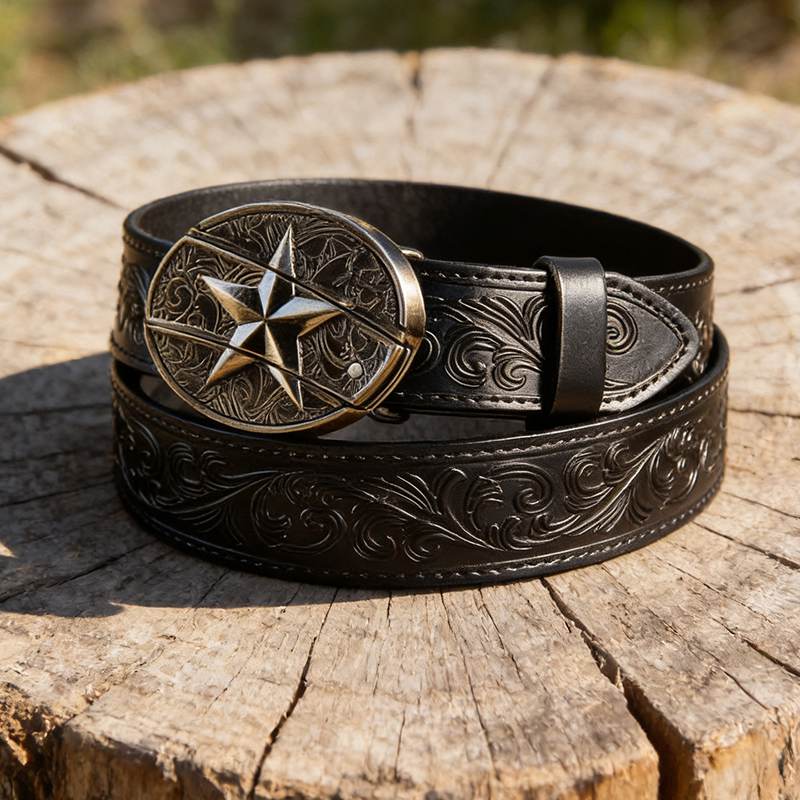 Western Black Leather Belts