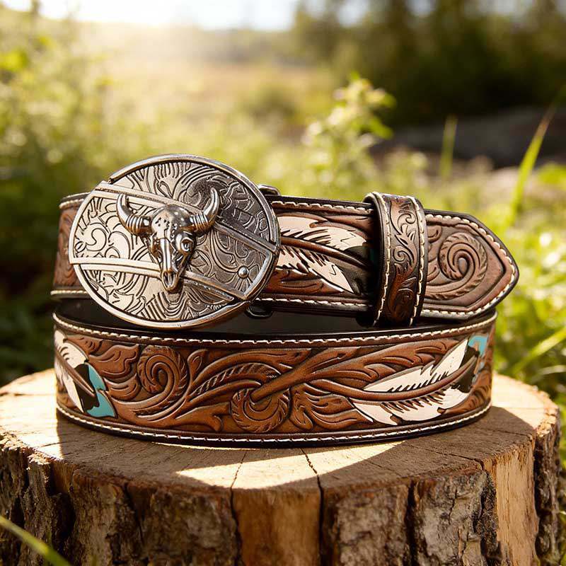 Western Feather Genuine Leather Belts