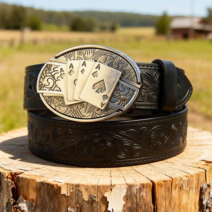Western Black Leather Belts