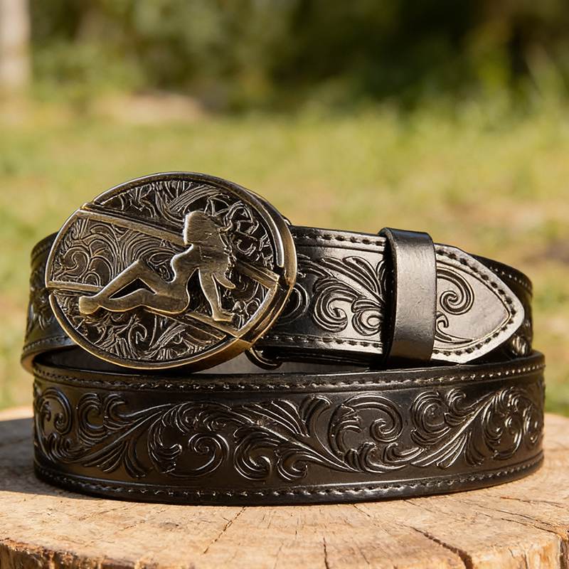 Western Black Leather Belts