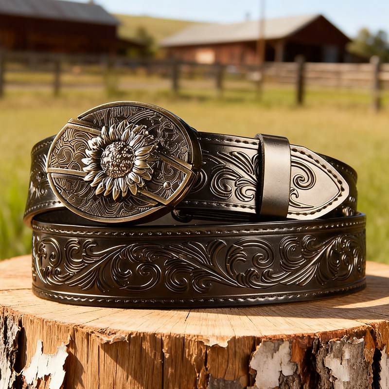 Western Black Leather Belts