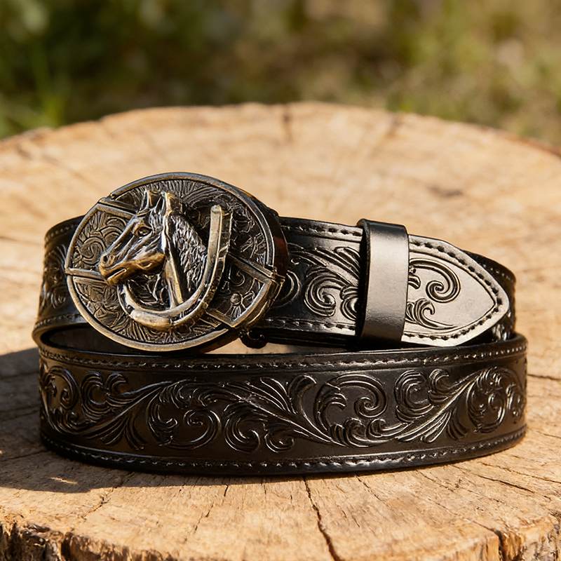 Western Black Leather Belts