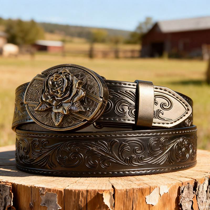 Western Black Leather Belts