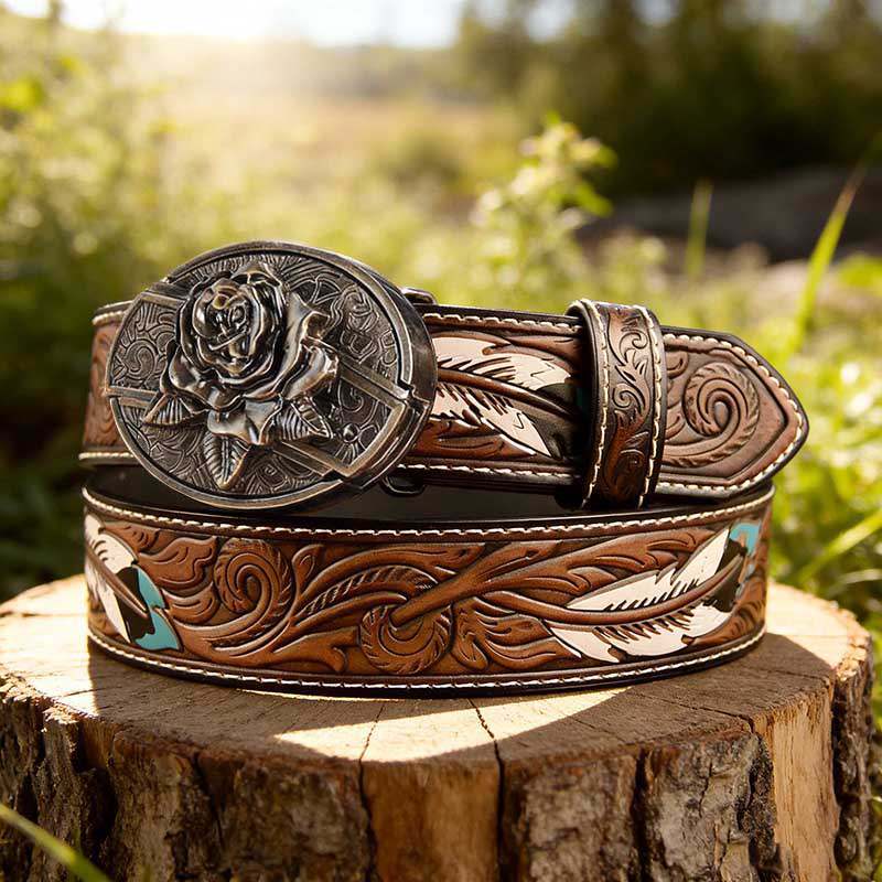 Western Feather Genuine Leather Belts