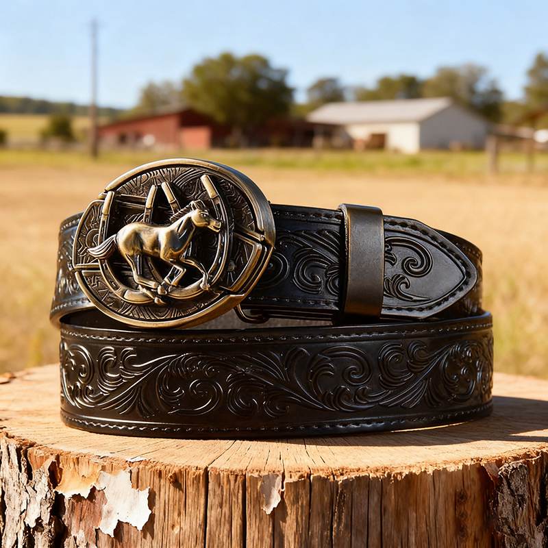 Western Black Leather Belts