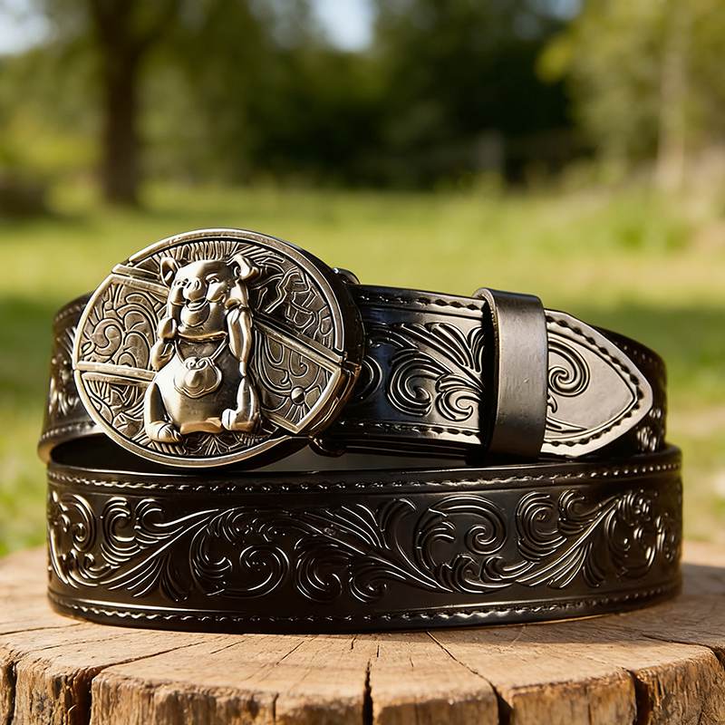 Western Black Leather Belts