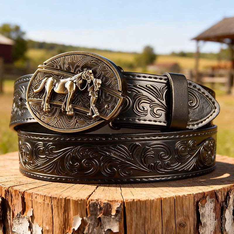 Western Black Leather Belts