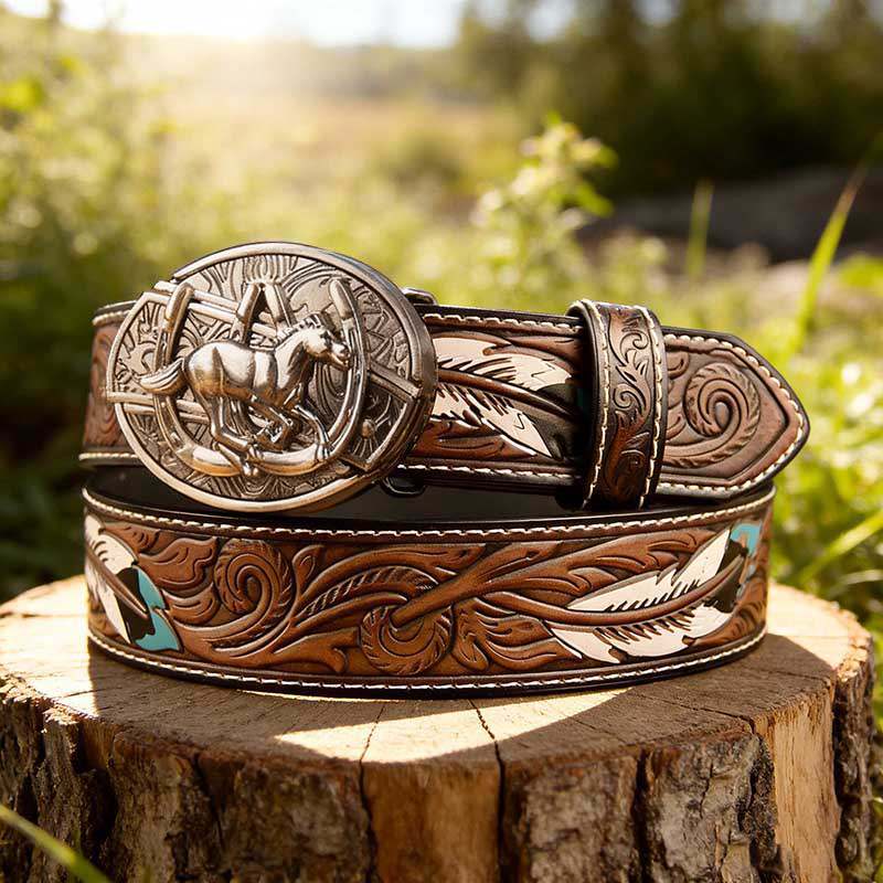 Western Feather Genuine Leather Belts