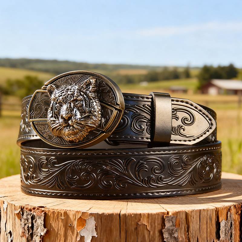 Western Black Leather Belts