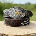 Feather Embossed Western Genuine Leather Belt