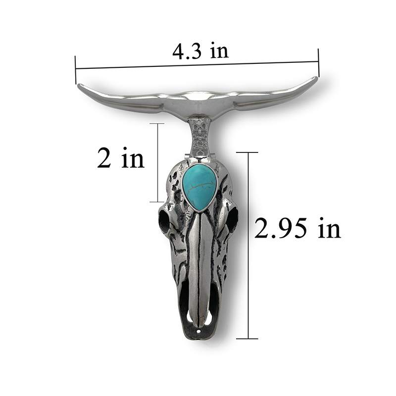 Western Turquoise Longhorn  Skull Necklace Buckle