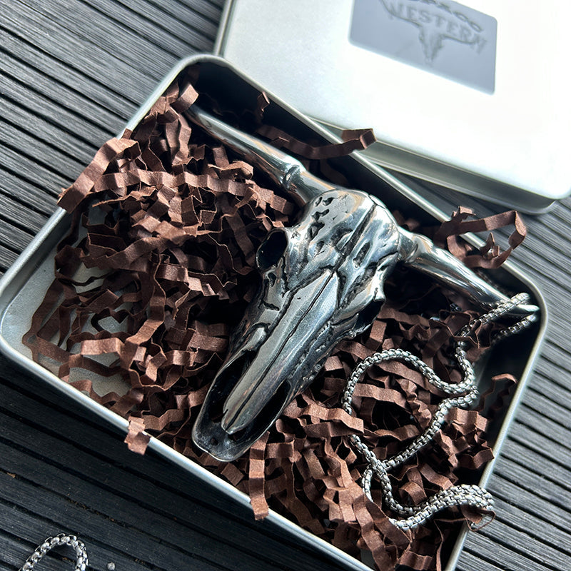 Western  Longhorn  Skull Necklace Buckle