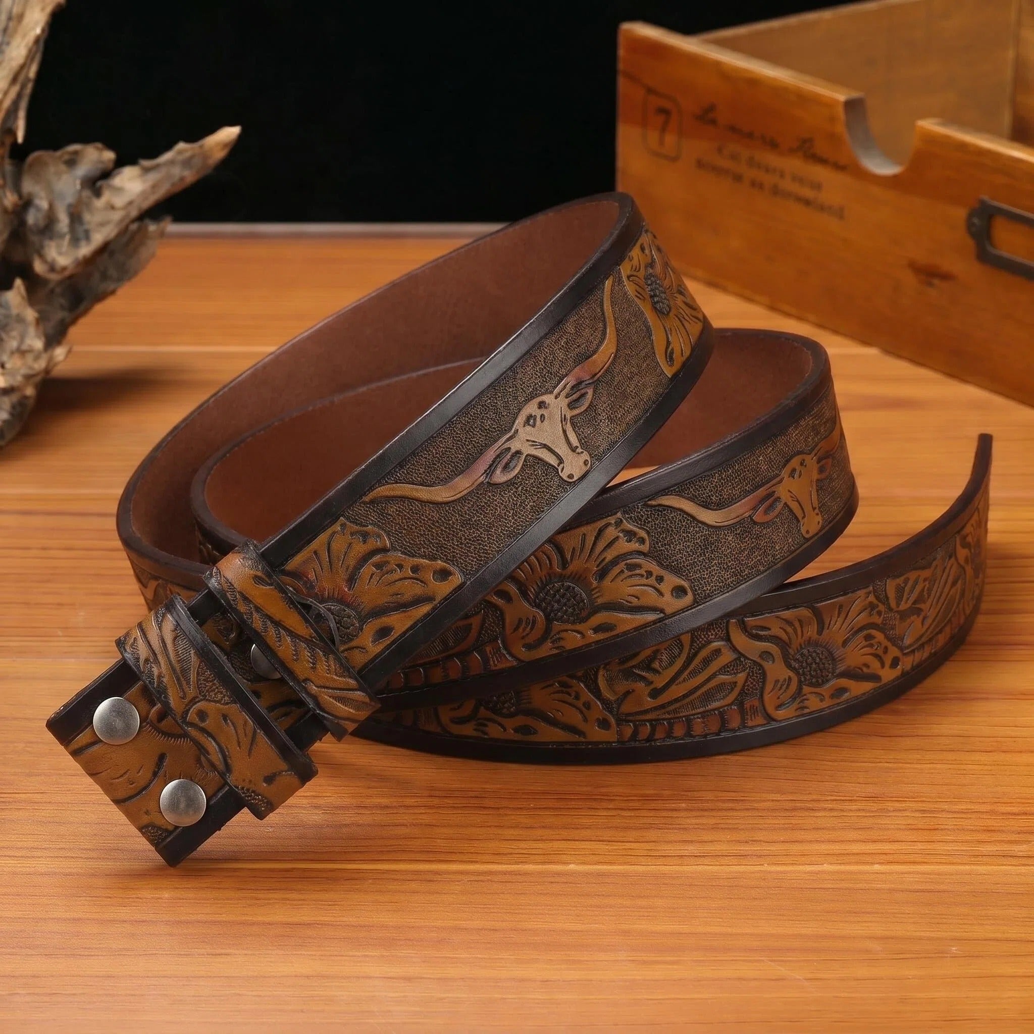 Western Leather Belt Without Buckle for Men 1.5" Wide