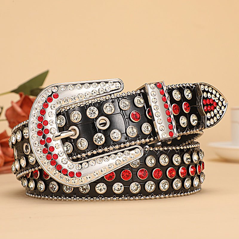 Crocodile Pattern Rhinestone Belt