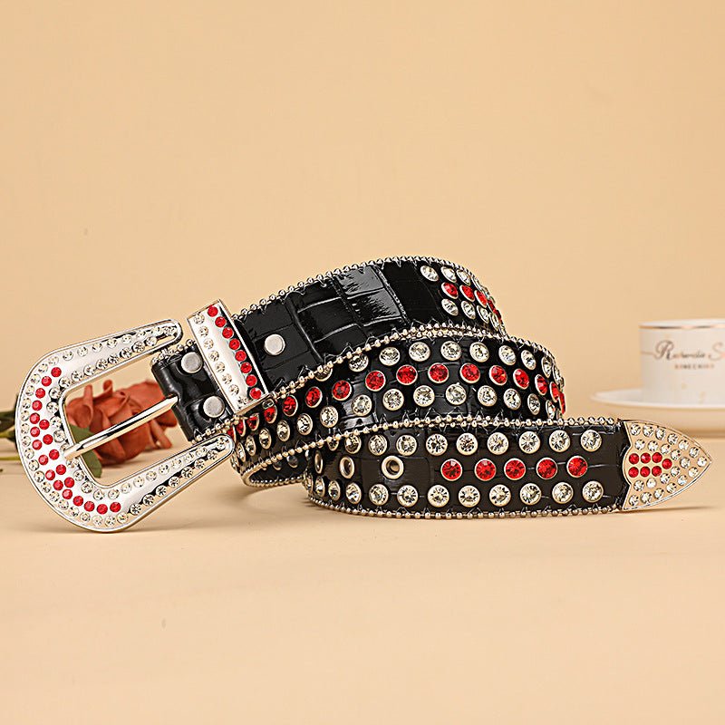 Crocodile Pattern Rhinestone Belt
