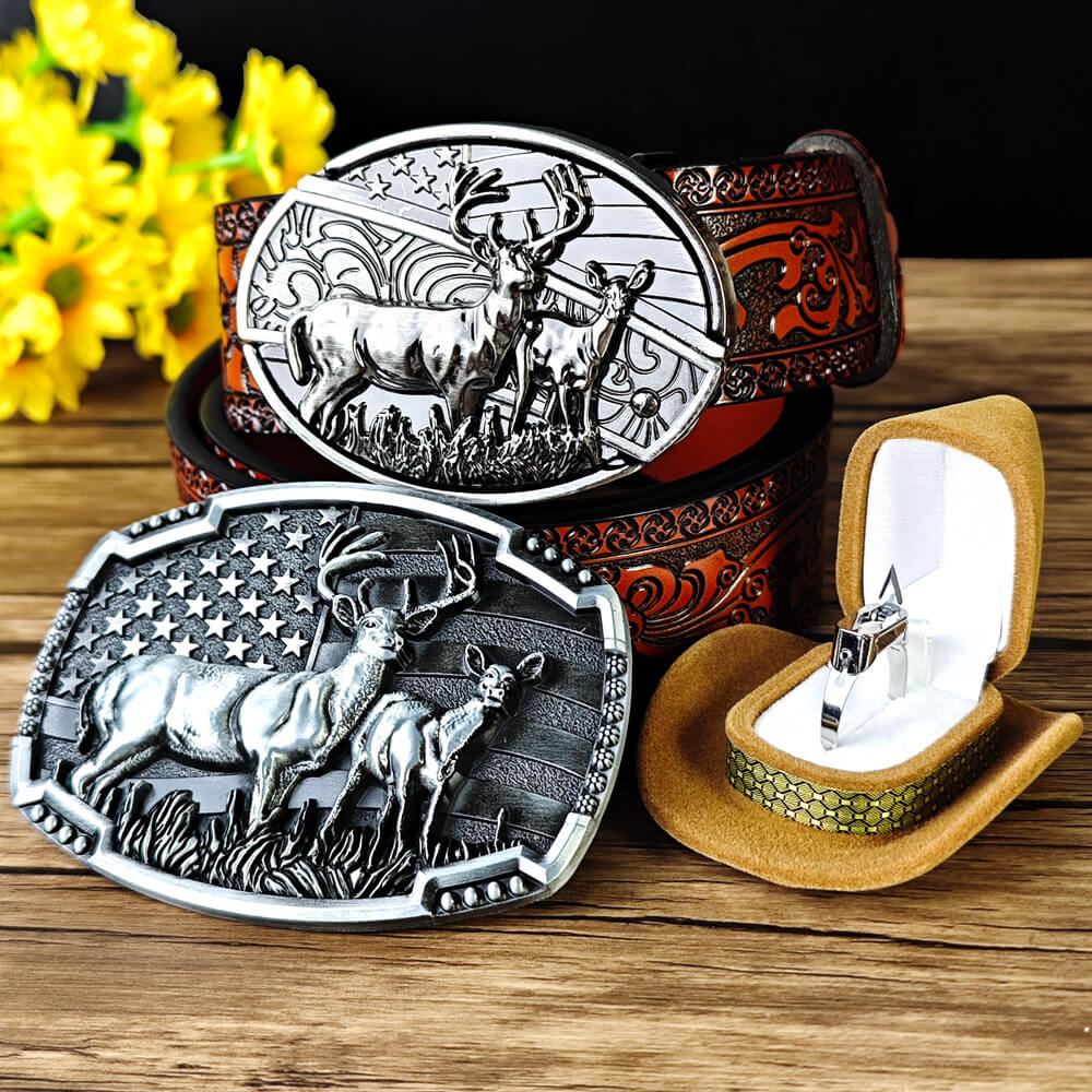 Western Deer-Themed Belt and EDC Tool Jewelry Set