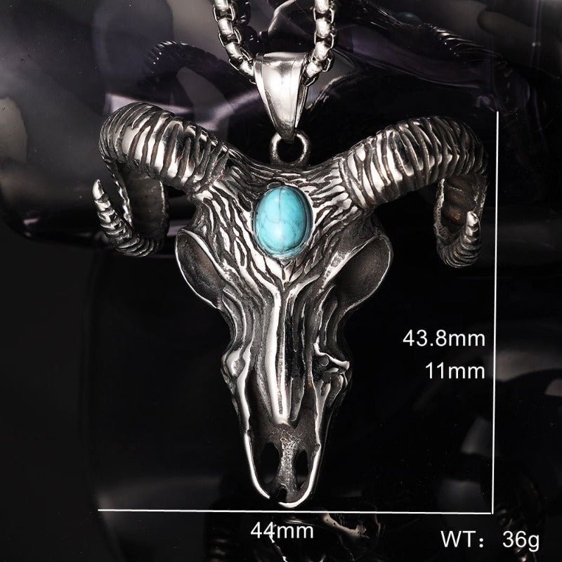 Western Goat Pendant Necklace with Turquoise