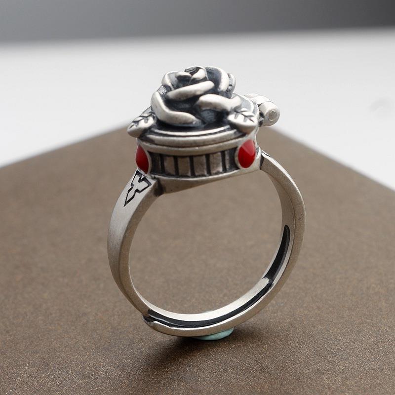 Western Rose Ring with Hidden Compartment One Size Fits All