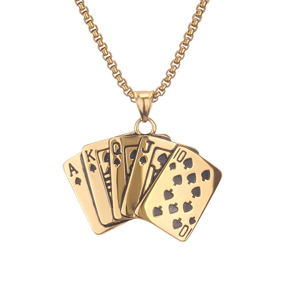 Western Royal Flush Spade Poker Necklace