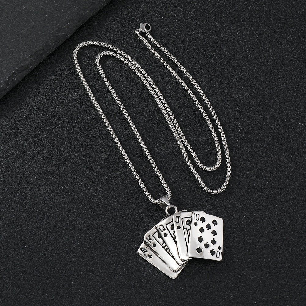 Western Royal Flush Spade Poker Necklace