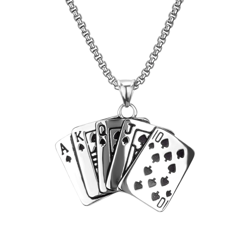 Western Royal Flush Spade Poker Necklace