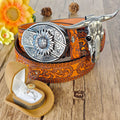 Western Sunflower & Longhorn EDC Set - Belt, Necklace & Fidget Ring