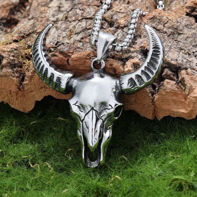Western Vintage Bull Skull Necklce