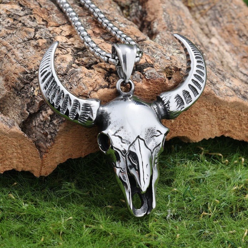 Western Vintage Bull Skull Necklce
