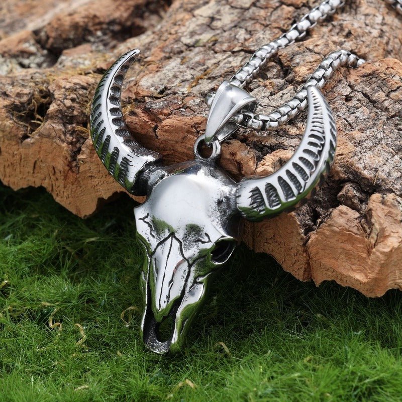 Western Vintage Bull Skull Necklce