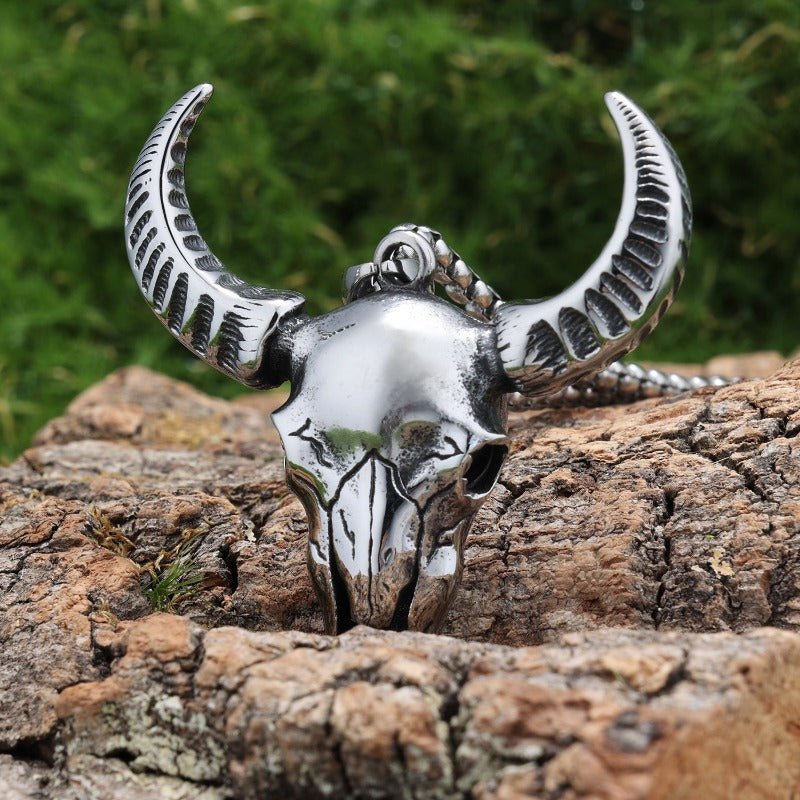 Western Vintage Bull Skull Necklce