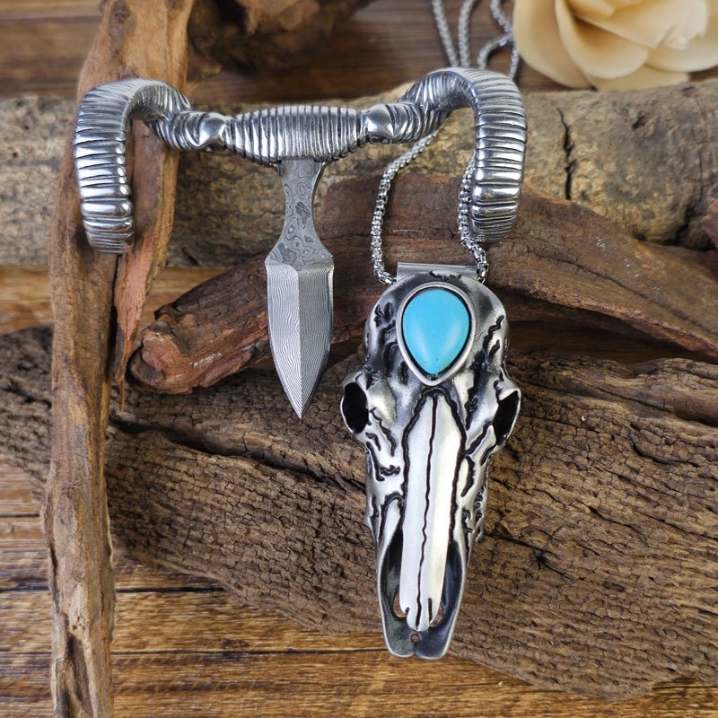 Western Ram Skull Necklace