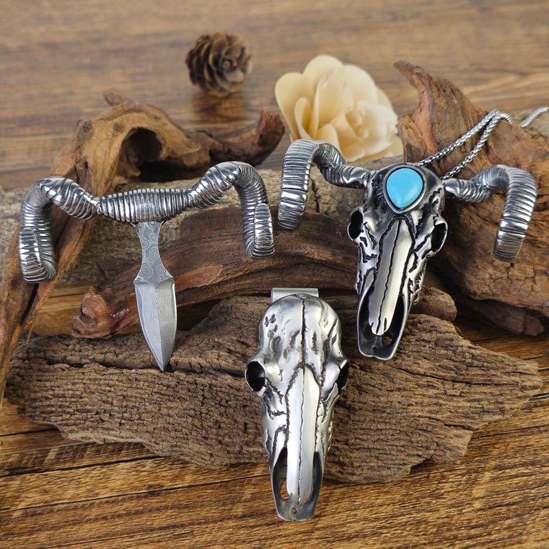 Western Ram Skull Necklace