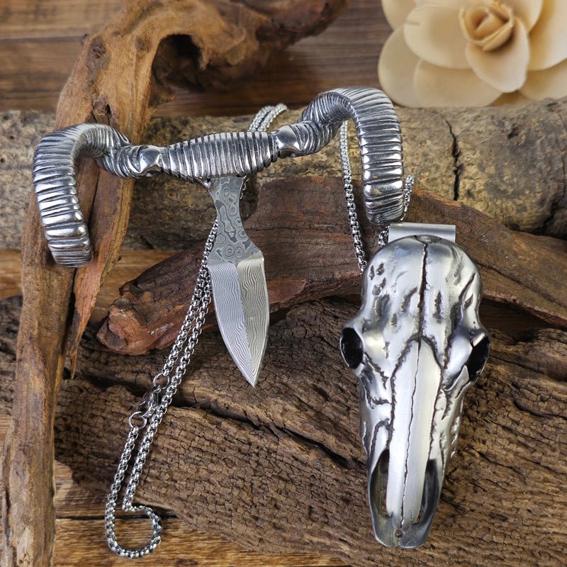 Western Ram Skull Necklace