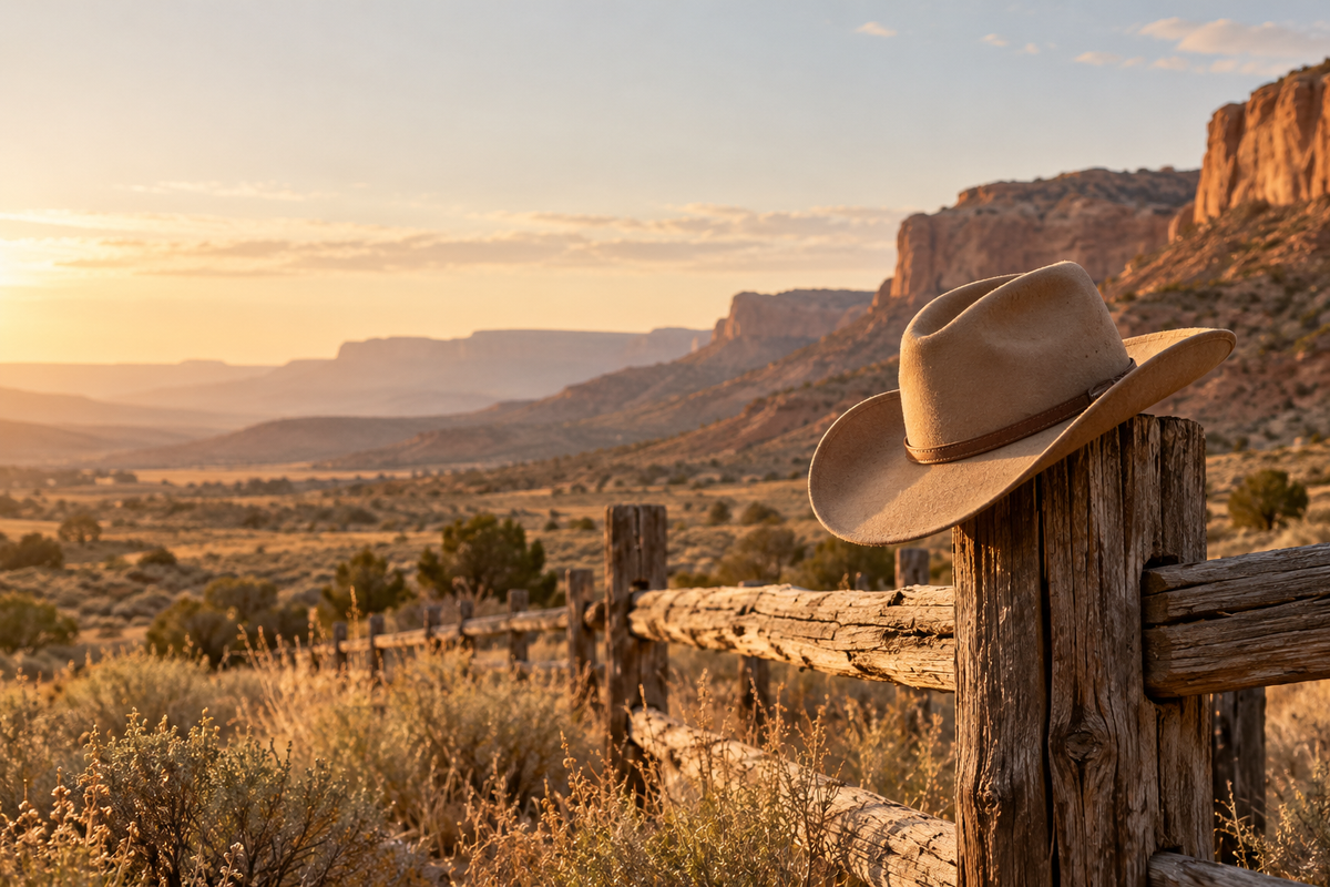 Warm Western ranch landscape